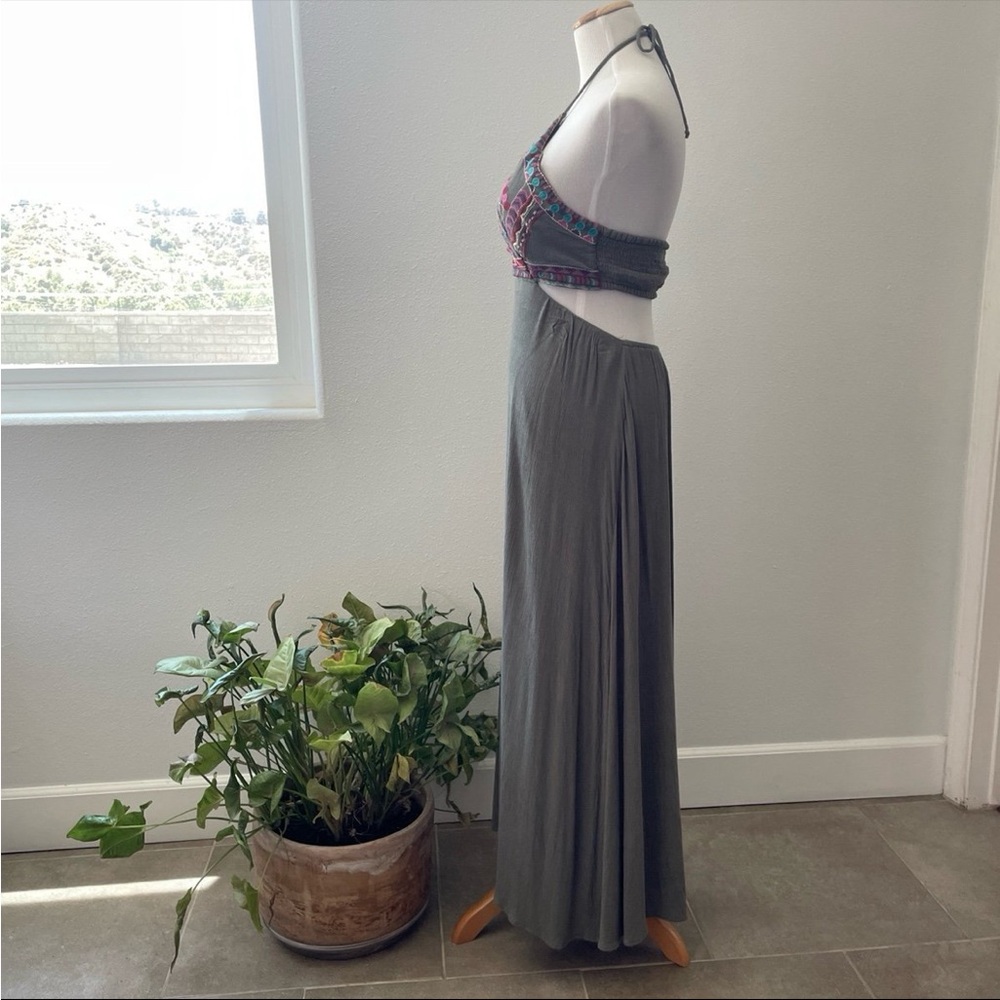 Lulu’s Embroidered Olive Green Maxi Dress M - Picture 3 of 9